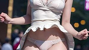 blondes and brunettes flash panties under short skirts upskirt