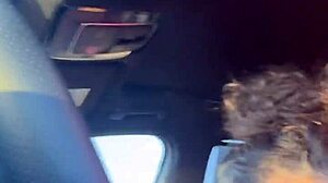 curly babe spits deepthroat big cock in public car