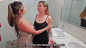 Lesbian duo tempts plumber's cock on anniversary