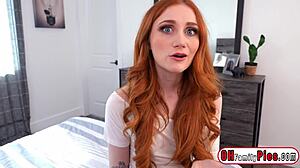 small tits redhead teen scarlet skies rides stepbro's big hard cock in reality!
