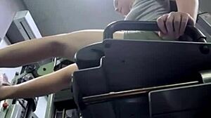 Teen gym slut squirts extreme pussy juices masturbating big tits ass in public workout