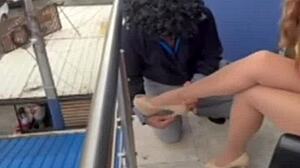 milf flaunts sexy nylon pantyhose legs