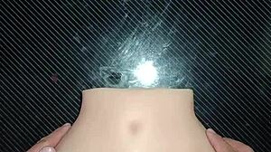 Candy debuts missionary style pussy slamming creampie on desk with huge homemade toy foreplay