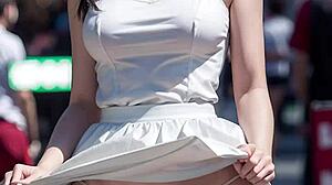 blondes and brunettes flash panties under short skirts upskirt