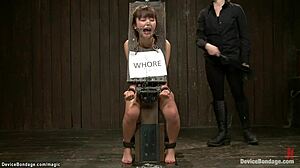 japanese lezdom slave gagged choked whipped in brutal bondage torment