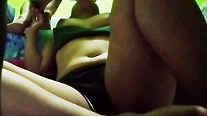 Girlfriend's homemade uncensored deepthroat ball licking cum swallow bedroom tease