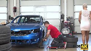 Big Tits Milf Licks Asshole Rimjob In Car Shop