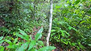 thai girl hiking forest stops for outdoor fuck before mushrooms