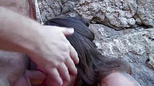 Horny Shaved Spanish Halana K Begs for Outdoor Anal Facial