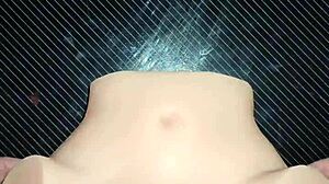 Candy debuts missionary style pussy slamming creampie on desk with huge homemade toy foreplay