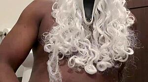 Santa's stroking his monster cock, wanna help him bust?