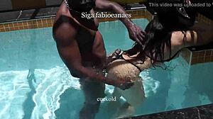hotwife shakes cumming on bbc right in front of cuck after pool!