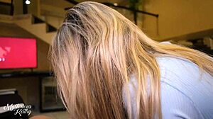 Stepbrother's Double Creampie Drips from Stepsis' Juicy Pussy on Red