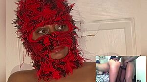 ebony wife squirts hard watching xvideos with eye-rolling orgasms reaction