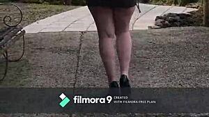 Chubby Brit Totters in Tight Miniskirt