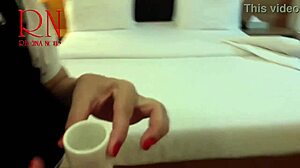 i pour drink in her navel then lick her slutty pussy deep