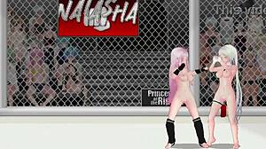 Princesses clash in ring 2: fierce lesbian catfight as isabel wrestles natasha