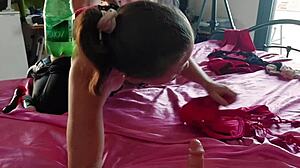 French amateur bodysuit leather pants stockings heels rimming deepthroat fuck cumshot