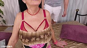 granny lilian's saggy huge boobs bounce in rough homemade pov fuck