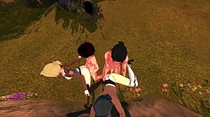 annie and mikasa take double anal creampie in titan foursome