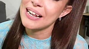 Stuff junk food between my big ass tits and pigtails, spit it all over!