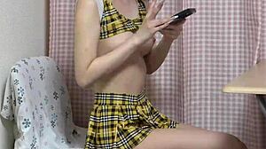 slender asian webcam girl flashes tits panties under desk