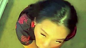 sexy asian babe in dress sloppy gags deepthroat then doggystyle huge missionary creampie