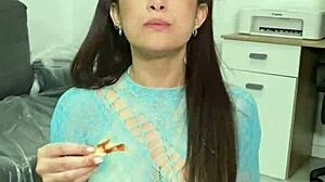 Stuff junk food between my big ass tits and pigtails, spit it all over!