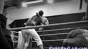 Lesbian Babes Lick Shaved Pussies in Steamy 69 After Glamour Wrestling Match