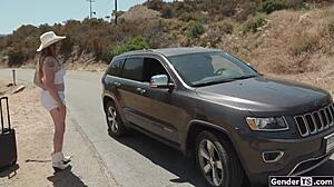 big tits tgirl blake lovely hitchhikes dick swinging free... wanna ride?