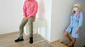 Hot Doctor Gags on Cock Before Hallway Hardcore Fuck