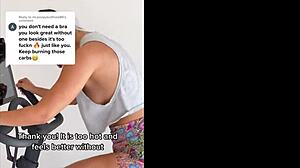 workout girl nipslip flashes perky nipples teasing downblouse reveal!