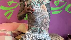 tattooed german girl masturbates solo dirty talking passionately