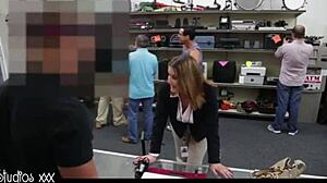 foxy big boobs business lady's pussy gets pounded