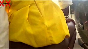 petite ebony schoolgirl slut moans wildly bent over big cock