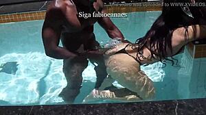 hotwife shakes cumming on bbc right in front of cuck after pool!