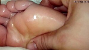 Girlfriend's toes get licked and sucked in intimate foot worship session