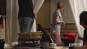 Sweaty Japanese beauty gets creampied hard by Inoue Eri!