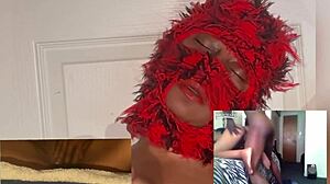 ebony wife squirts hard watching xvideos with eye-rolling orgasms reaction