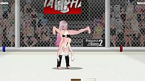 Princesses clash in ring 2: fierce lesbian catfight as isabel wrestles natasha