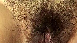 Latina's Hairy Pussy Spread Wide for Intense Close-Up!