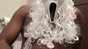 Santa's stroking his monster cock, wanna help him bust?