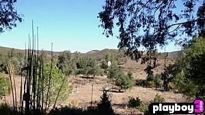 stunning small tits blonde milf jennifer love strips outdoors!