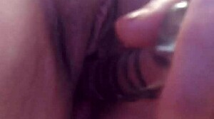 Filling fat bbw pussy with huge dildo toys solo masturbation