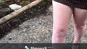 Chubby Brit Totters in Tight Miniskirt