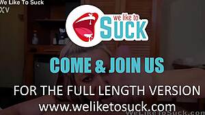 Amateur Blonde Teases and Sucks Cock Close-Up in Bedroom