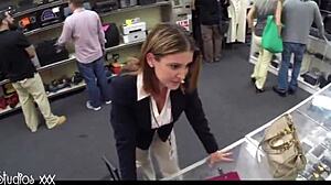 foxy big boobs business lady's pussy gets pounded