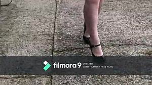 Chubby Brit Totters in Tight Miniskirt