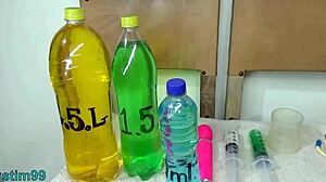 extreme japanese milf wife stretches cervix with hanging bottle bdsm prolapse