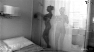 sara jay straps huge dildo on puma swede for shower fuck